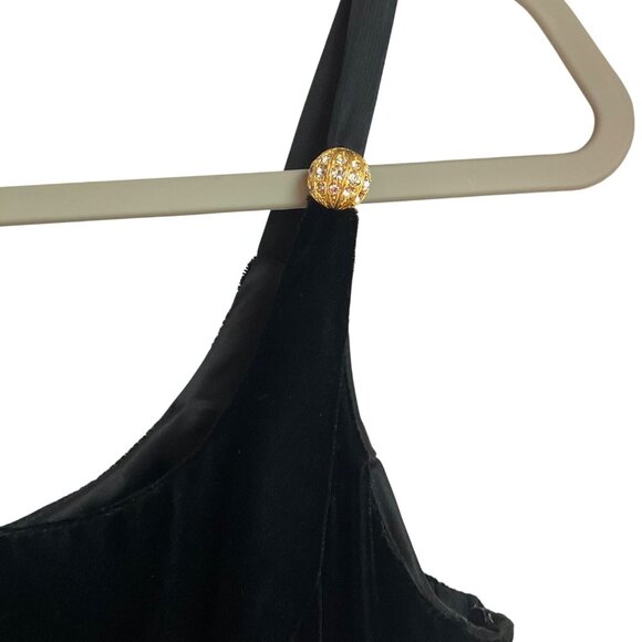 VTG Scott McClintock Small Black Velvet Gown Dress Back Lace-Up Back Goth Fairy - Picture 5 of 16